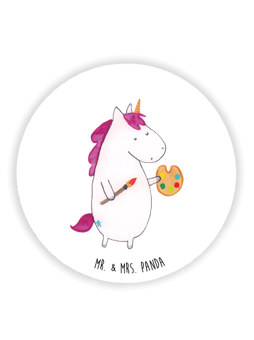 Mr. & Mrs. Panda Rund Magnet Einhorn Künstler ohne Spruch in Weiß