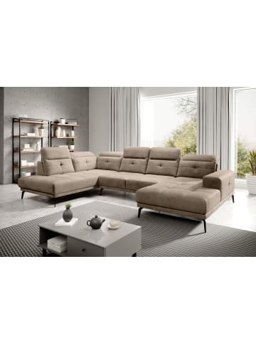 MF Design Brita Recamiere Links in Braunbeige -  (L) 205 x (B) 350 x (H) 107 cm