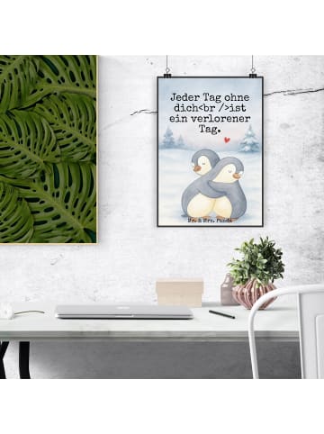 Mr. & Mrs. Panda Bild Pinguine Kuscheln Design mit Spruch in Weiß