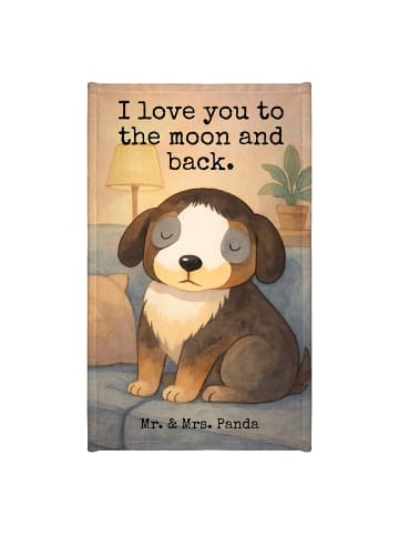 Mr. & Mrs. Panda Gästehandtuch Hund Entspannen Design mit Spruch in Weiß