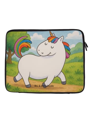 Mr. & Mrs. Panda Laptop Tasche Einhorn Stolzieren Design ohne Sp... in Weiß