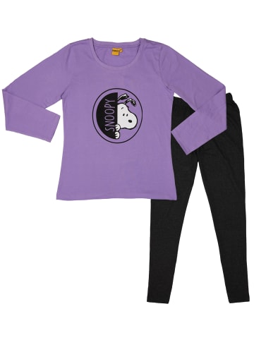 Snoopy The Peanuts Schlafanzug Snoopy - Langarm in lila/schwarz