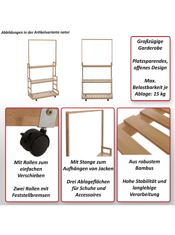 MCW Bambus Standgarderobe Q33, Natur