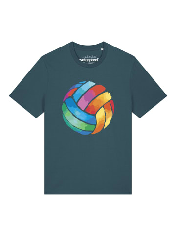 wat? Apparel T-Shirt Volleyball in Watercolor in Petrol