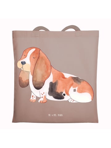 Mr. & Mrs. Panda Tragetasche Hund Basset Hound ohne Spruch in Braun Pastell