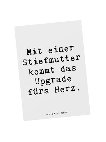 Mr. & Mrs. Panda Postkarte Herz Stiefmutter mit Spruch in Weiß
