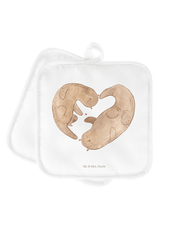 Mr. & Mrs. Panda Topfuntersetzer Otter Herz ohne Spruch in Weiß