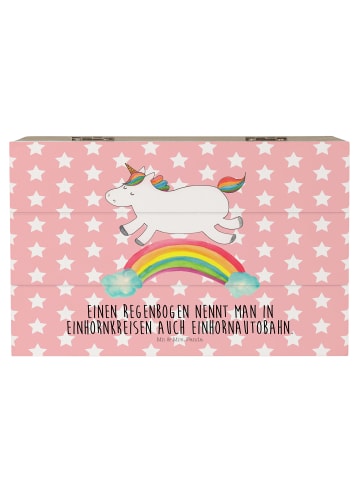 Mr. & Mrs. Panda truhe holz Einhorn Regenbogen mit Spruch in Rot Pastell