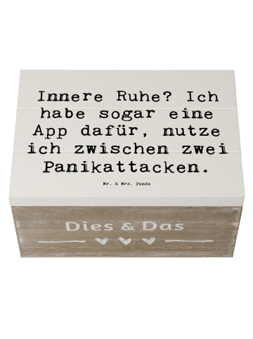 Mr. & Mrs. Panda Holztruhe Spruch Innere Ruhe mit Spruch in Weiß