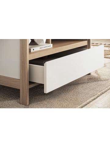 Furn.Design Couchtisch weiß und Eiche, Beistelltisch skandinavisch, 80 x 60 cm, Soft-Close