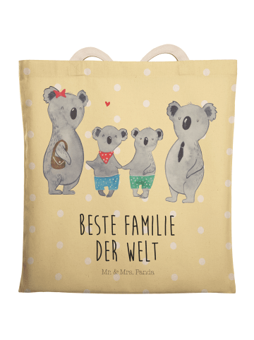 Mr. & Mrs. Panda Tote Bag Koala Familie zwei mit Spruch in Gelb Pastell