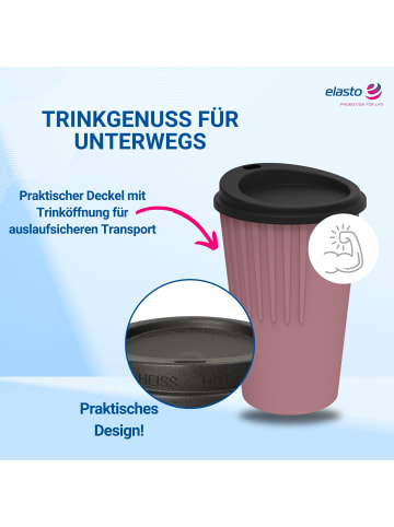 elasto Riffel-Kaffeebecher "ToGo" in raffiniertes rot/schwarz - 300 ml