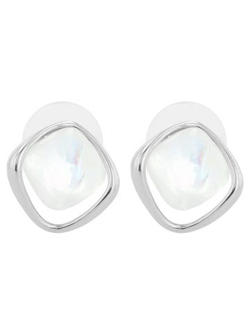 Adeliás Damen Ohrringe – Ohrstecker aus 925 Silber mit Perlmutt in silber