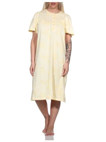 NORMANN kurzarm Nachthemd Design Knopfleiste am Hals - 79235 in vanille