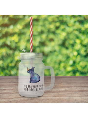 Mr. & Mrs. Panda Einmachglas Einhorn Nashorn mit Spruch in Transparent