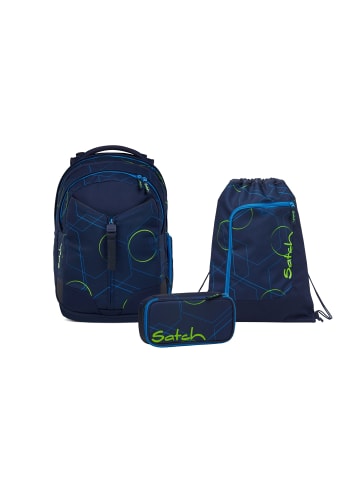 Satch Schulrucksack-Set MATCH Blue Tech 3-teilig in Blau