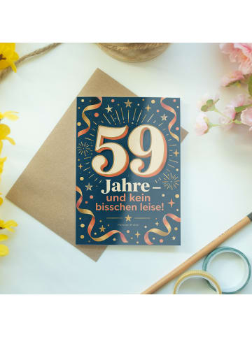 Geburtstagskarte 59. Geburtstag Zahl stilvoll D... in Weiß