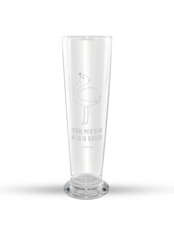 Mr. & Mrs. Panda Weizenbierglas Flamingo Stolz mit Spruch in Transparent