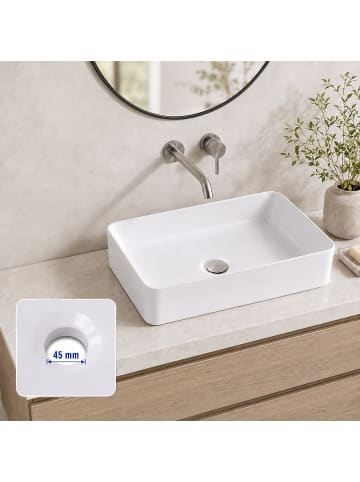 relaxdays Waschbecken in Weiß - (B)50 x (H)11 x (T)35 cm