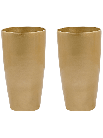 Beliani 2-tlg Outdoor Blumentopf TSERIA in Gold
