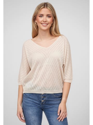 Cloud5ive Cloud5ive Cloud5ive Damen 3/4 Arm Top mit Fledermausärmeln und Lochmuster in white