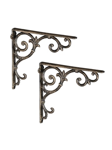 relaxdays 4 x Regalwinkel "Barocke Ornamente" in Bronze