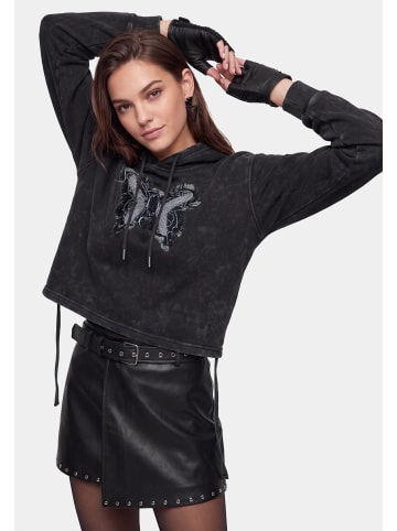 myMo ROCKS Women Hoodie in Black Stone Wash