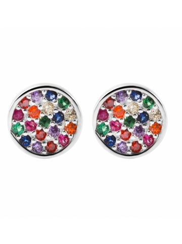 Adeliás Damen Ohrstecker aus 925 Silber mit Zirkonia in bunt