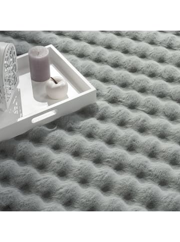 KADIMA DESIGN Hochflor Teppich Shaggy waschbar Unifarben Struktur Schlafzimmer in Grau