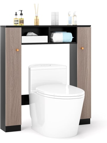COSTWAY Toilettenschrank Bad Überbauschrank in Braun
