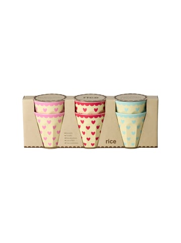 Rice Melamin Becher Favorite Hearts - Medium - 6er-Pack in diverse