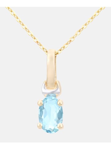 Diamant L'éternel Halskette mit Anhänger aus 375 Gelbgold mit Zirkonia mit Aquamarin