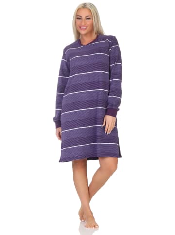NORMANN langarm Nachthemd Bündchen Streifen - 87492 in lila