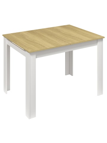 VCM Esstisch Küchentisch Pesoli ausziehbar 120-160 cm in Weiß / Honig-Eiche