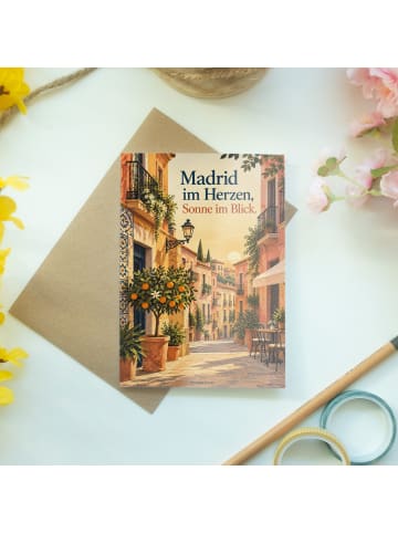 Grußkarte Straße mediterran Design mit Spruch in Weiß