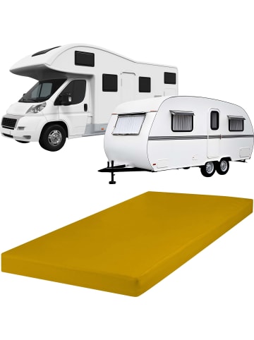 REDBEST Single-Jersey Spannbettlaken für Wohnwagen, Wohnmobil und Boot Pittsburgh in gold