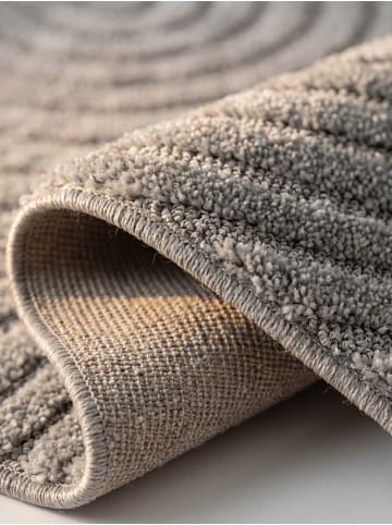 KADIMA DESIGN Hochflorteppich 3D Bögen Boho Waschbar Wohnzimmer in Silber