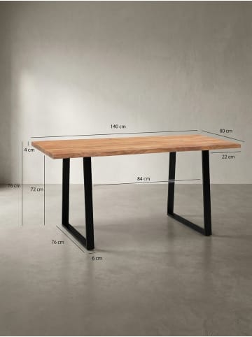KADIMA DESIGN Esstisch Massivholz Industrial-Look, Naturkante