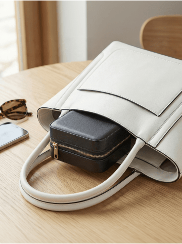 SONGMICS Schmuckkasten Gisella in Schwarz - (B)11.4 x (H)5.5 x (T)11.4 cm