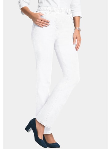 GOLDNER Kurzgröße:  Klassische Jeanshose mit Komfortbund in weiß