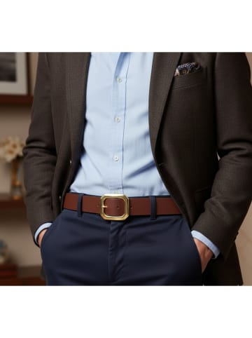 FRONHOFER Herren Ledergürtel Messing in Schwarz