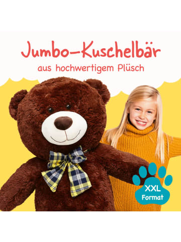 Lumaland Lumaland Riesen XXL-Teddybär mit Kulleraugen und Schleife - 120 cm - Dunkelbrau