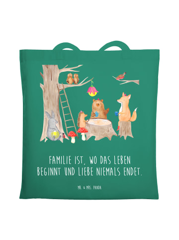 Mr. & Mrs. Panda Shopping Tasche Waldtiere Picknick mit Spruch in Mint