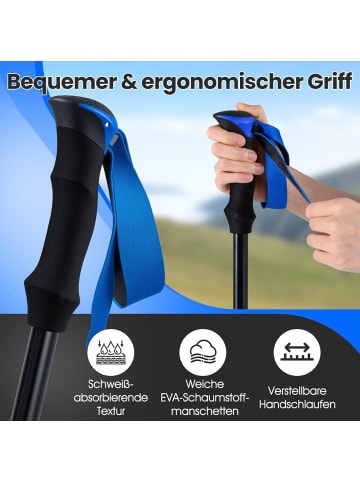 COSTWAY Wanderstöcke faltbar Aluminium 115-130cm in Blau