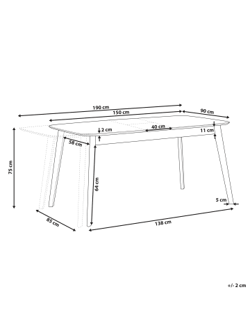 Beliani Esszimmertisch MADOX in Braun - (W) 90 x (H) 75 x (L) 150 cm