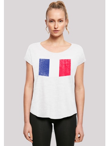 F4NT4STIC Long Cut T-Shirt France Frankreich Flagge distressed in weiß
