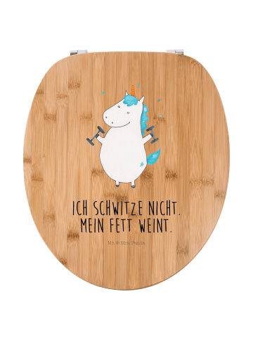 Mr. & Mrs. Panda GüteToilettendeckel Einhorn Fitness mit Spruch in Braun