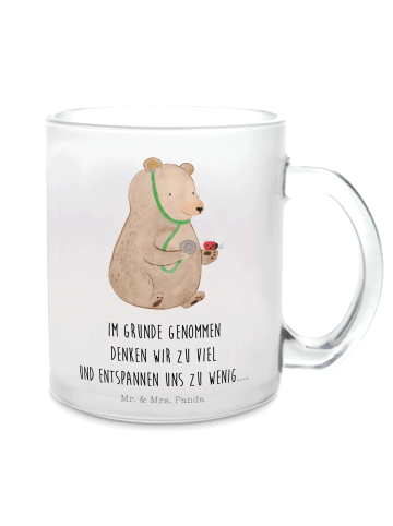 Mr. & Mrs. Panda Teetasse Bär Arzt mit Spruch in Transparent