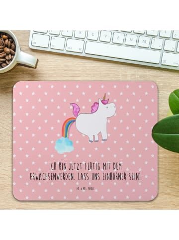 Mr. & Mrs. Panda Mouse Pad Einhorn Pupsen mit Spruch in Rot Pastell