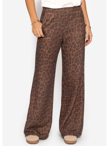 SASSYCLASSY Weite Hose mit Leo-Print in Braun